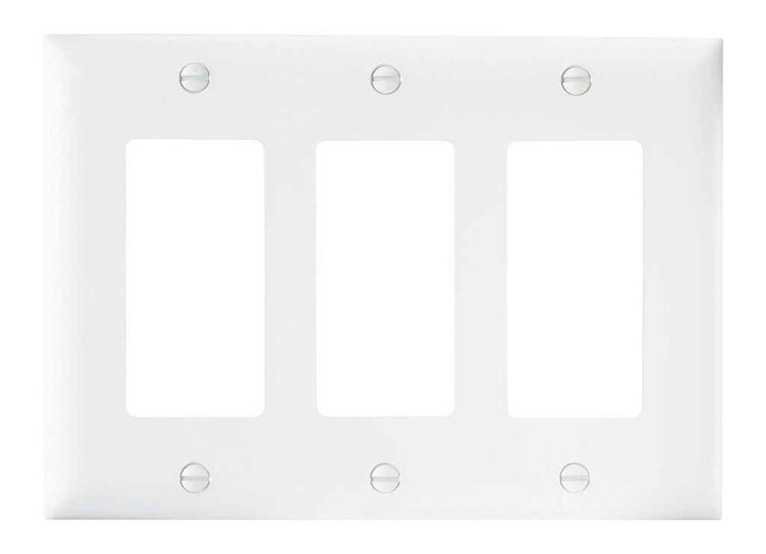 Pass & Seymour TP263W TradeMaster 3-Gang Nylon Wall Plate, 3 Decorator Openings, White