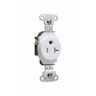 Pass & Seymour TR5351W 20A 125V Tamper-Resistant Single Receptacle, White