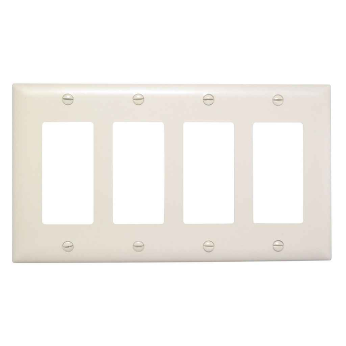 Pass & Seymour TP264I TradeMaster 4-Gang Nylon Decorator Wall Plate, Ivory