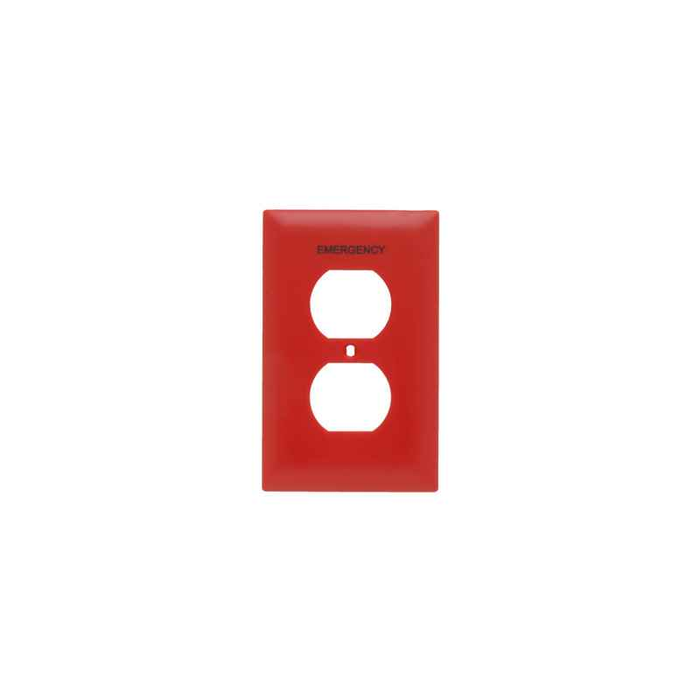Pass & Seymour TP8ERED TradeMaster 1-Gang Nylon Wall Plate, Emergency Red