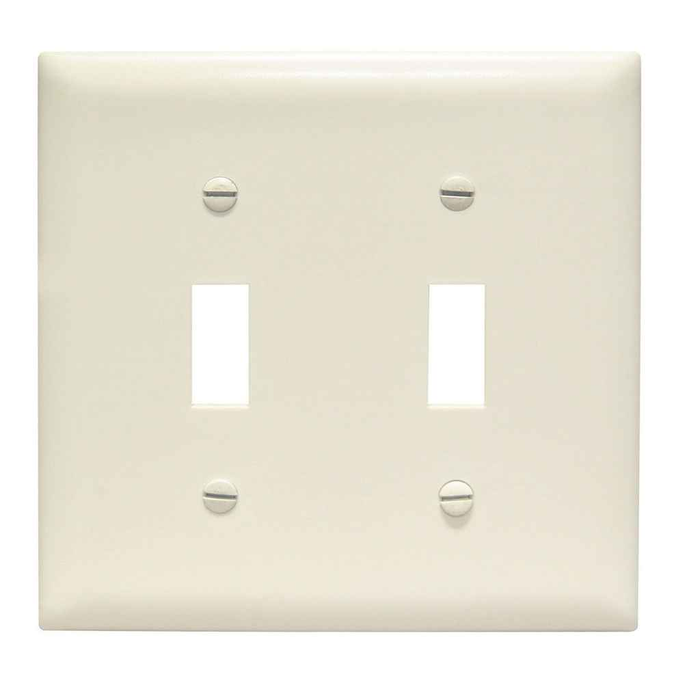 Pass & Seymour TradeMaster TP2LA 2-Gang Nylon Toggle Wall Plate, Light Almond