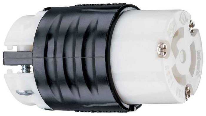 Pass & Seymour PSL515C 15A NEMA L515 Connector - Black Back, White Front Body Pass & Seymour PSL515C 15A NEMA L515 Connector - Black Back, White Front Body