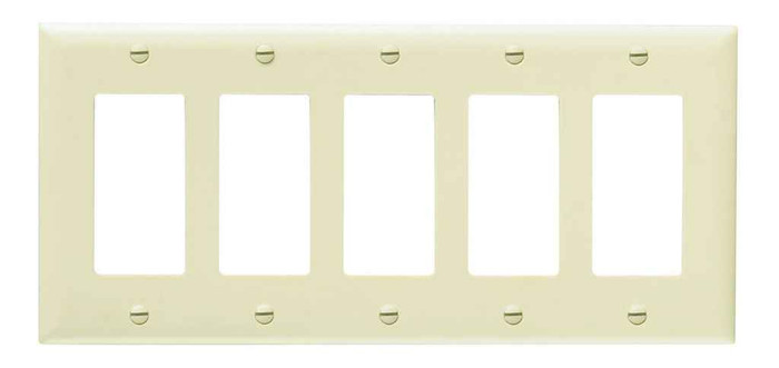 Pass & Seymour TP265I TradeMaster 5-Gang Nylon Wall Plate, 5 Decorator Openings, Ivory