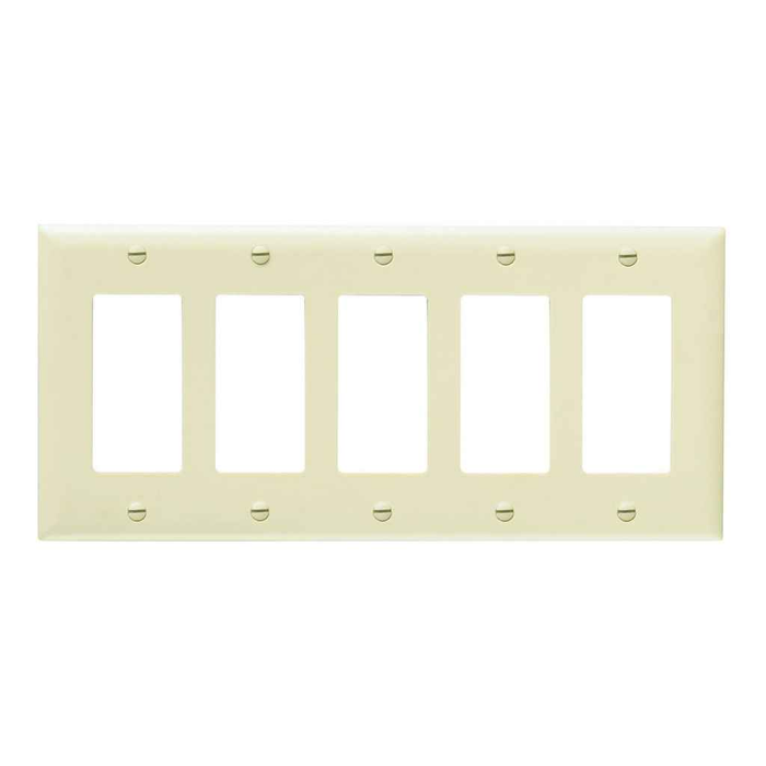 Pass & Seymour TP265I TradeMaster 5-Gang Nylon Wall Plate, Ivory