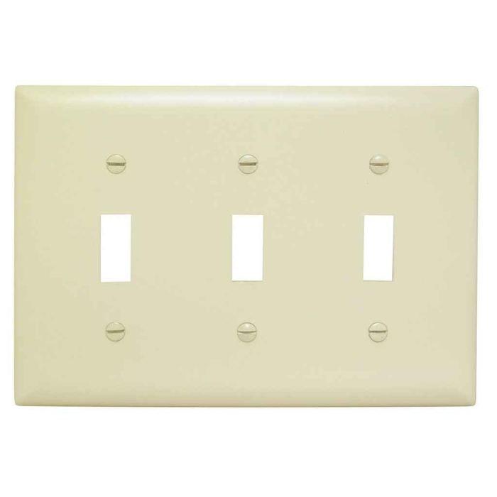 Pass & Seymour TP3I TradeMaster 3-Gang Nylon Toggle Switch Wall Plate, Ivory