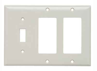 Pass & Seymour SP1262I Combination Openings, 1 Toggle Switch and 2 Decorator, Three Gang, Ivory
