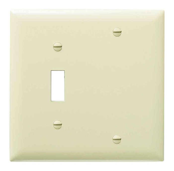 Pass & Seymour TP113I Combination Openings, 1 Toggle Switch and 1 Blank, Two Gang, Ivory