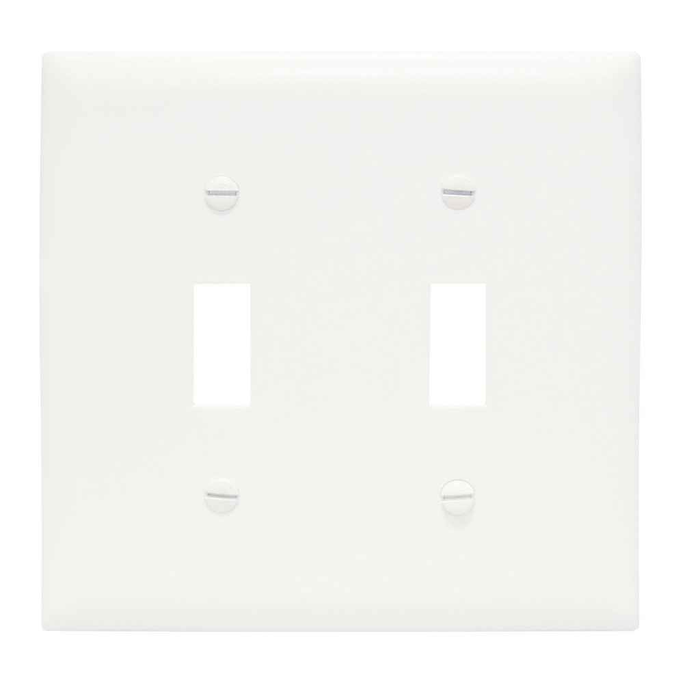 Pass & Seymour TPJ2W TradeMaster Jumbo 2-Gang Nylon Toggle Wall Plate, White