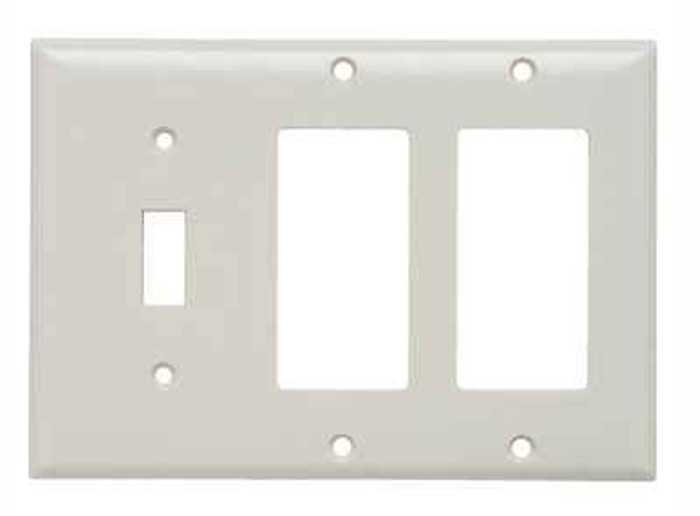 Pass & Seymour SP1262W Combination Openings, 1 Toggle Switch and 2 Decorator, Three Gang, White