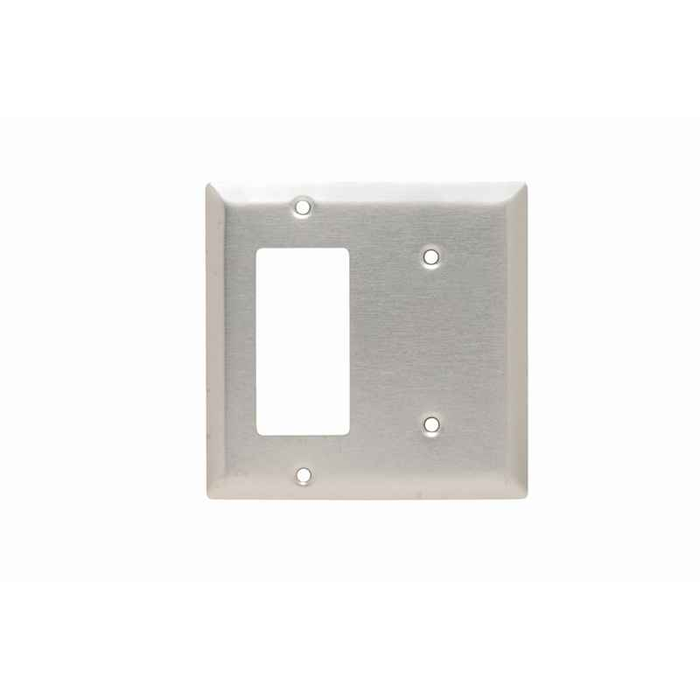 Pass & Seymour SS1426 2-Gang 302/304 Stainless Steel Wall Plate, Blank/Decorator Combo