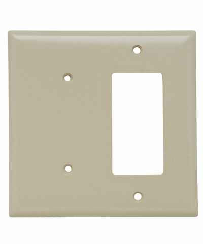 Pass & Seymour SP1426I 2-Gang Thermoset Wall Plate, 1 Blank, 1 Decorator, Ivory