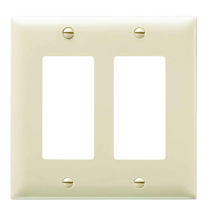 Pass & Seymour TP262I TradeMaster 2-Gang Nylon Wall Plate, 2 Decorator Openings, Ivory