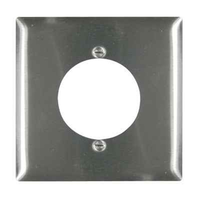 Pass & Seymour SS702 2-Gang 302/304 Stainless Steel Wall Plate, Power Outlet Receptacle 2.1563-in Diameter Opening
