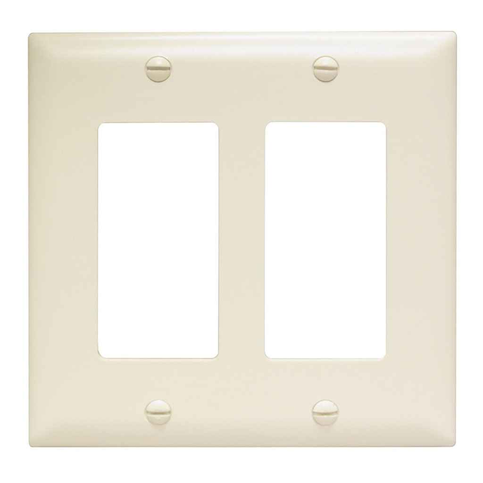 Pass & Seymour TP262LA TradeMaster 2-Gang Nylon Decorator Wall Plate, Light Almond