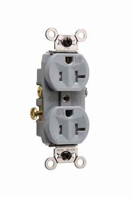 Pass & Seymour WR20TRGRY 20A 125V Commercial Grade Tamper-Resistant Weather-Resistant Duplex Receptacle, Gray