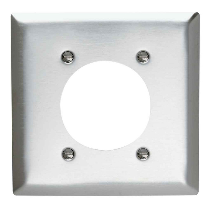 Pass & Seymour SS703 2-Gang 302/304 Stainless Steel Wall Plate, Power Outlet Receptacle 2.1563-in Diameter Opening