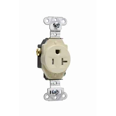 Pass & Seymour TR5351I 20A 125V Tamper-Resistant Spec-Grade Receptacle, Ivory