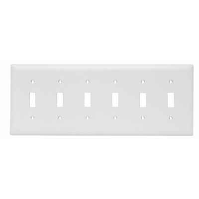 Pass & Seymour TradeMaster TP6W 6-Gang Nylon Toggle Wallplate, White