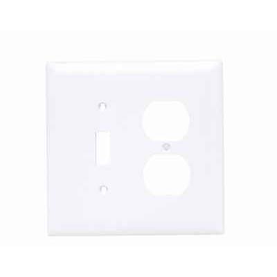 Pass & Seymour TradeMaster TPJ18W Jumbo 2-Gang Nylon Wall Plate, Toggle/Duplex, White