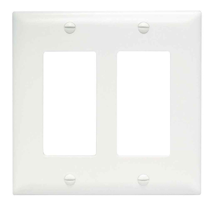 Pass & Seymour TP262W TradeMaster 2-Gang Nylon Wall Plate, 2 Decorator Openings, White
