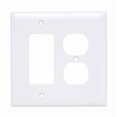 Pass & Seymour TPJ826W TradeMaster Jumbo 2-Gang Nylon Wall Plate, Duplex/Decorator Opening, White