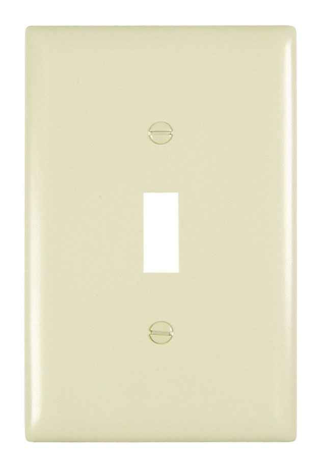 Pass & Seymour TPJ1I TradeMaster Jumbo 1-Gang Nylon Wall Plate, 1 Toggle Switch Opening, Ivory