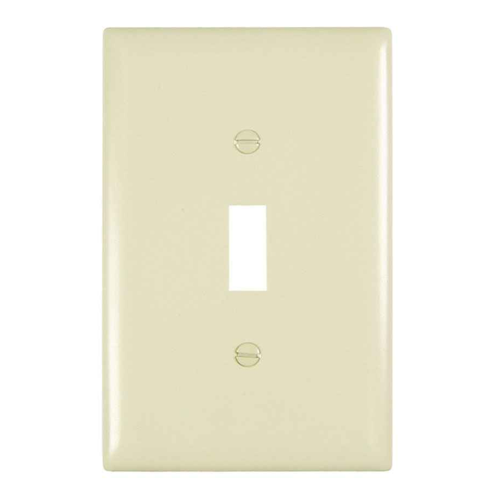 Pass & Seymour TPJ1I TradeMaster Jumbo 1-Gang Nylon Toggle Wall Plate, Ivory