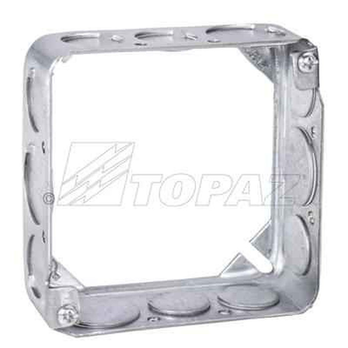Topaz Lighting E4512 4" Square Box Extension Ring, 1-1/2" Deep, Galvanized Steel