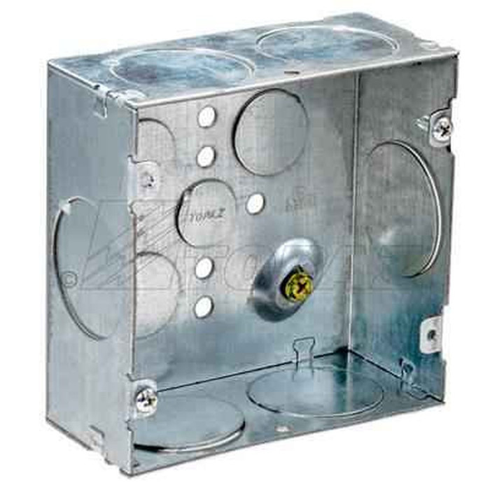 Topaz Lighting B8455 4-11/16" Square Welded Steel Electrical Box with 1-1/4" Knockouts, 2-1/8" Deep