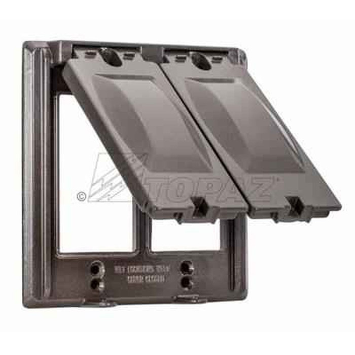 Topaz Lighting WC2225B Double Gang 25-in-1 Vertical Weatherproof Device Cover, Bronze Powder-Coated Aluminum