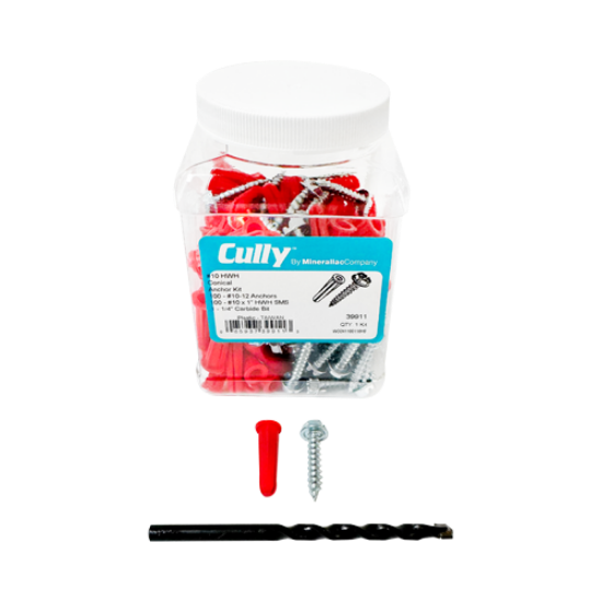 Minerallac #10 Hex Washer Head Red Conical Anchor Kit with Carbide Drill Bit - 201 Piece Professional Fastening System