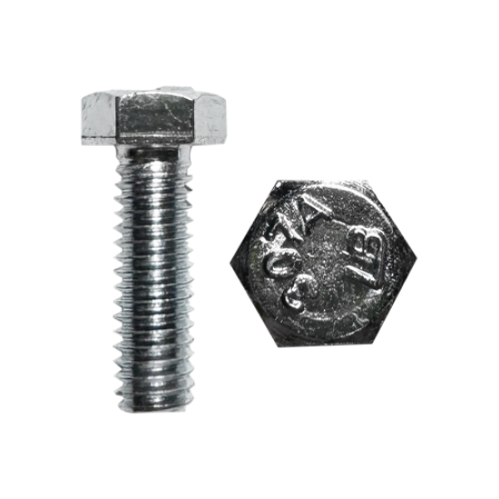 Minerallac Grade 2 Steel Hex Head Bolt 5/16-18 x 1" Zinc Plated Fully Threaded, 100 Pack