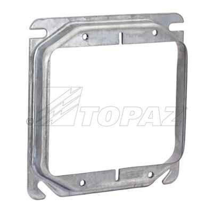 Topaz Lighting R2242 4" Square Double-Gang Device Ring, Raised 1/2" Galvanized Steel