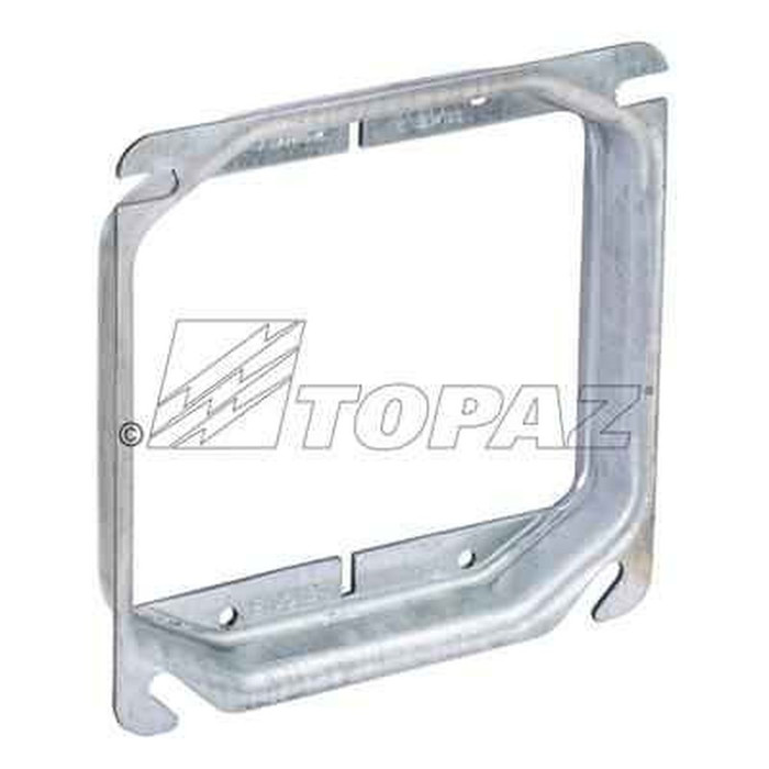 Topaz Lighting R2243 Raised 5/8" 4" Square Double Gang Device Ring, Galvanized Steel