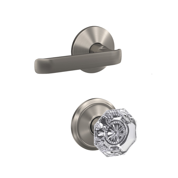Schlage FC172 - Clybourn Lever by Alexandria Glass Knob Non Turning Double Dummy
