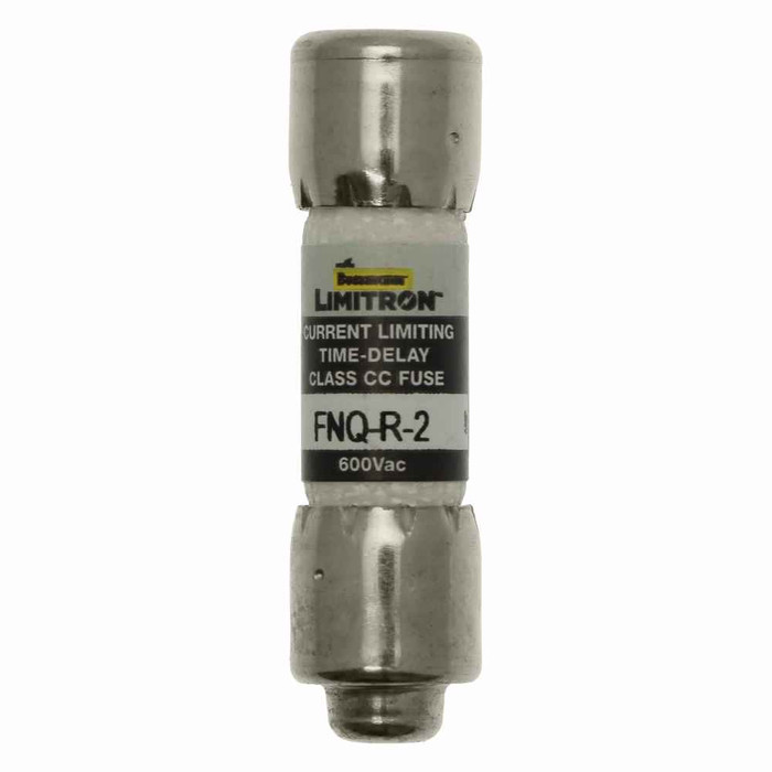 Bussmann FNQ-R-2 Eaton series FNQ-R fuse, 2 A, Class CC, Non-indicating, Ferrule end x ferrule end, 12 sec at 200%, 200 kAIC, Melamine tube, Standard, 600 V