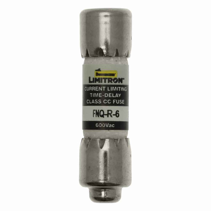 Bussmann FNQ-R-6 Eaton series FNQ-R fuse, 6 A, Class CC, Non-indicating, Ferrule end x ferrule end, 12 sec at 200%, 200 kAIC, Melamine tube, Standard, 600 V