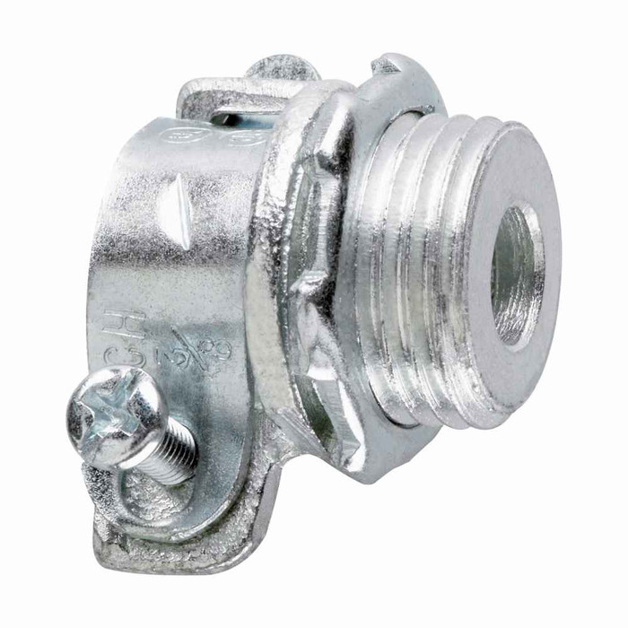 Crouse-Hinds 708 Eaton series squeeze type connector, FMC, Straight, Non-insulated, Malleable iron, 1/2"