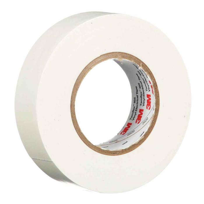 3M 7100169491 3M™ Temflex™ Vinyl Electrical Tape 165, White, 3/4 in x 60 ft (19 mm x 18 m), 6 mil, 100 Rolls/Case