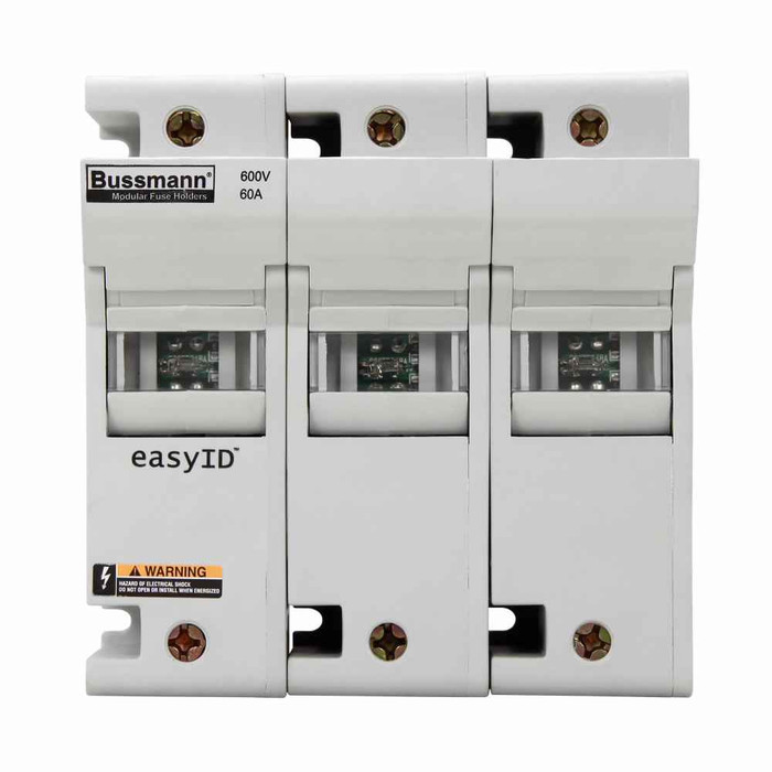 Bussmann CH60J3I Eaton series CH modular fuse holder, 600 Vac, 600 Vdc, 60A, Three-pole, Neon lamp