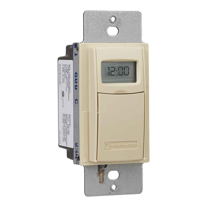 Intermatic EI600C 7-Day Heavy-Duty Programmable Timer, 120-277 VAC, 20A, Ivory
