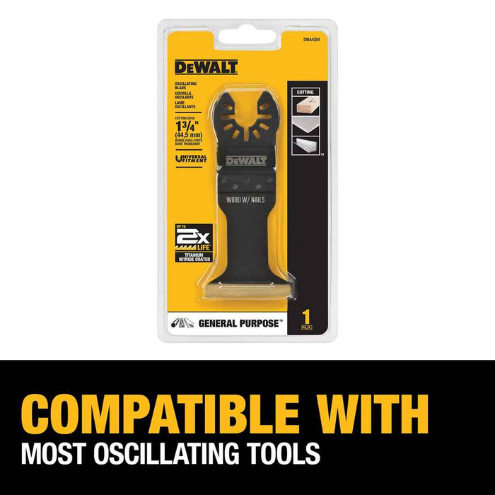 DEWALT DWA4204 1-3/4 In Titanium Oscillating Tool Blade For Wood with Nails (1 Pack)