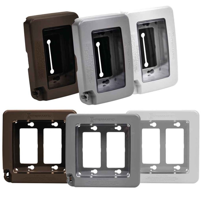 Intermatic WP7200G Low-Profile Extra-Duty Plastic In-Use Weatherproof Cover, Double-Gang, Vrt, Gray
