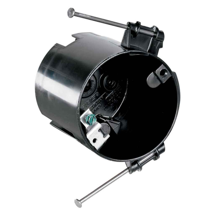Pass & Seymour C118RGAC 3.25" Round Ceiling Box, Auto/Clamp, Black Thermoplastic
