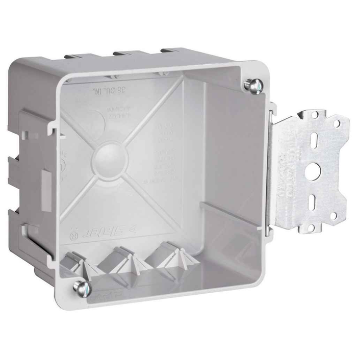 Pass & Seymour S4435SAC 4-In Square Junction Box, Thermoplastic with Threaded Mounting Holes