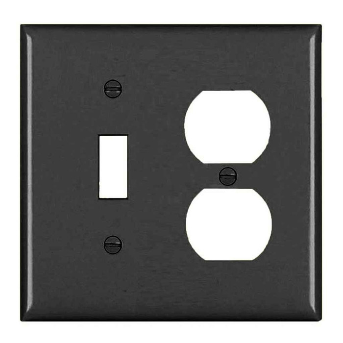 Pass & Seymour TP18BK TradeMaster® 2-Gang Nylon Wall Plate, 1 Toggle Switch Opening, 1 Duplex Receptacle Opening, Black