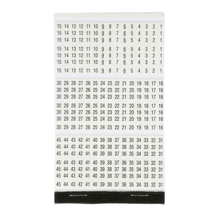 Panduit PCMB-3 StrongHold™ PCMB-3 Pre-Printed Wire Marker Book, 3, Vinyl Cloth, White, Black