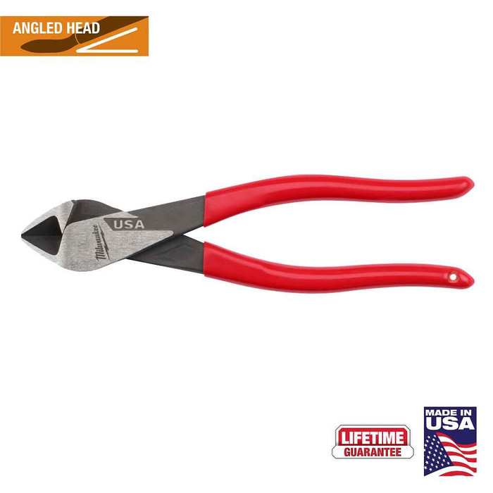 Milwaukee Tool MT508A 8" Angled Head Diagonal Dipped Grip Cutting Pliers (USA)