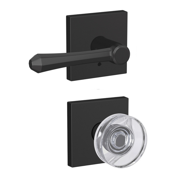 Schlage FC21 - Dempsey Lever x Dawes Glass Knob Passage and Privacy Lock