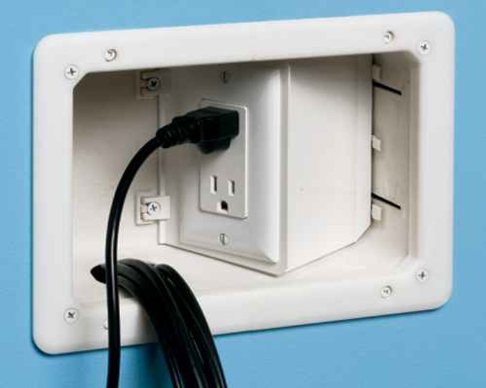 Arlington Industries TVB712 Recessed TV Box 2-Gang with Angled Opening for Power and Low Voltage Installation